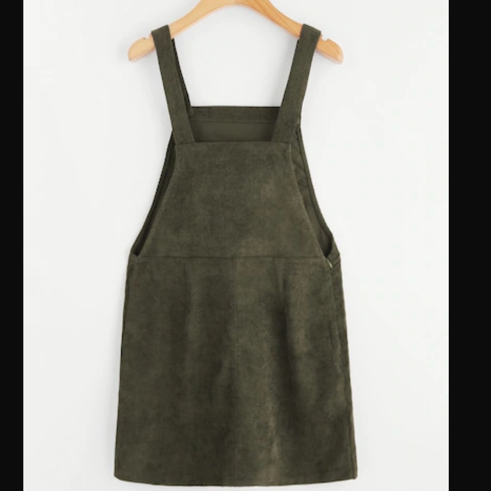 LAST ONE SALE Olive Green Corduroy Overall Dress - Picture 6 of 7